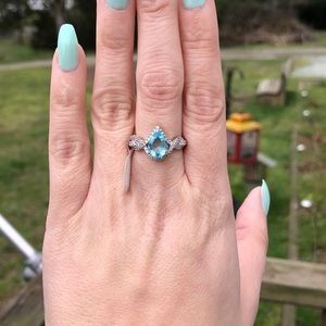 Beautiful light blue and white stone silver ring